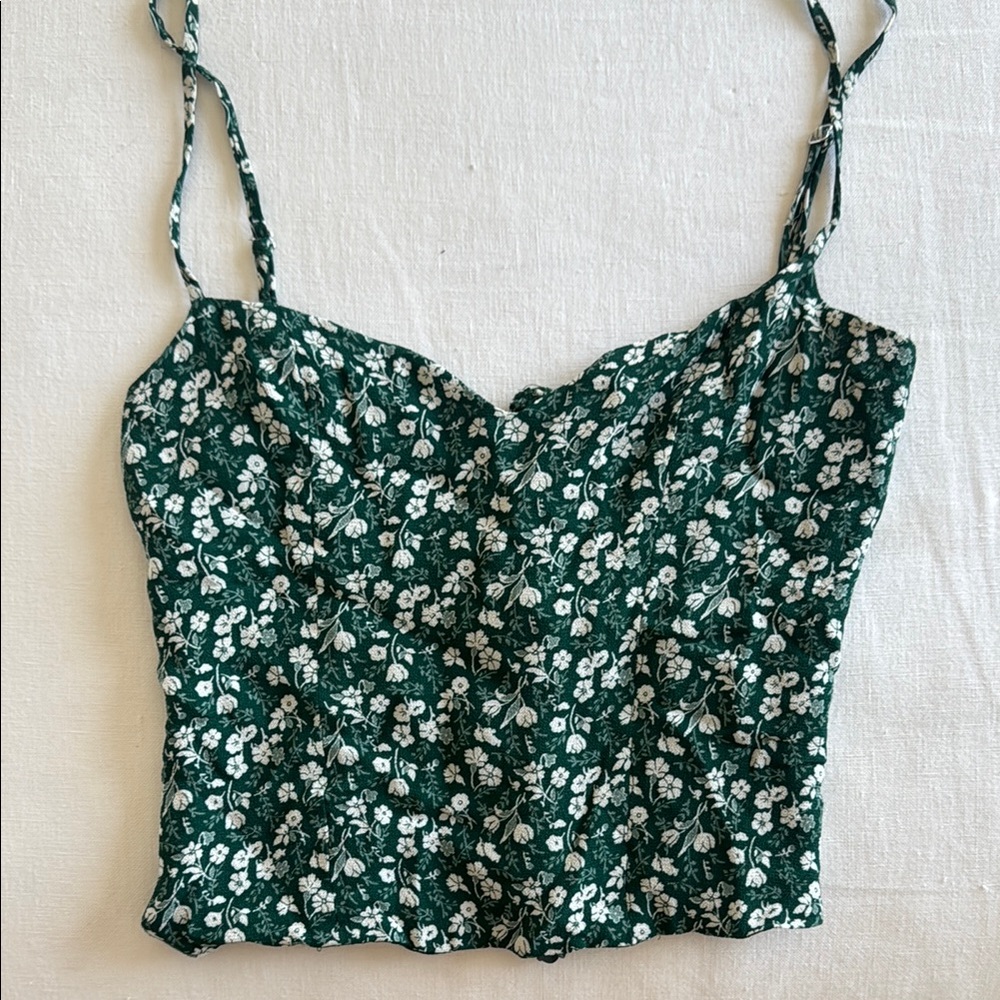 Reformation Green Floral Top
